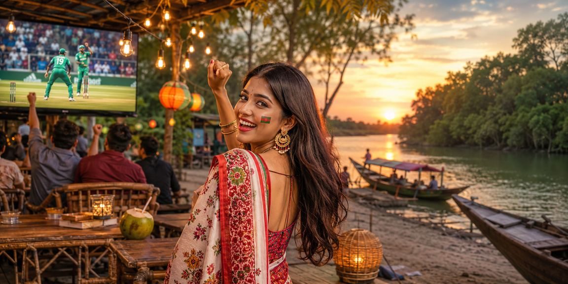 সুন্দরবনের ক্রিকেট বেটিং উৎসবের দৃশ্য